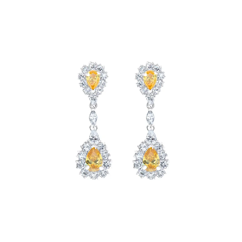 BME200764 - Pear Cut Imitation CZ Earring - Dangle Earrings