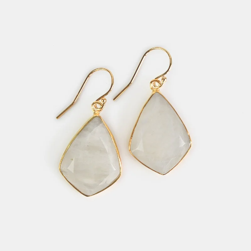 Natural Grey Moonstone Statement Earrings