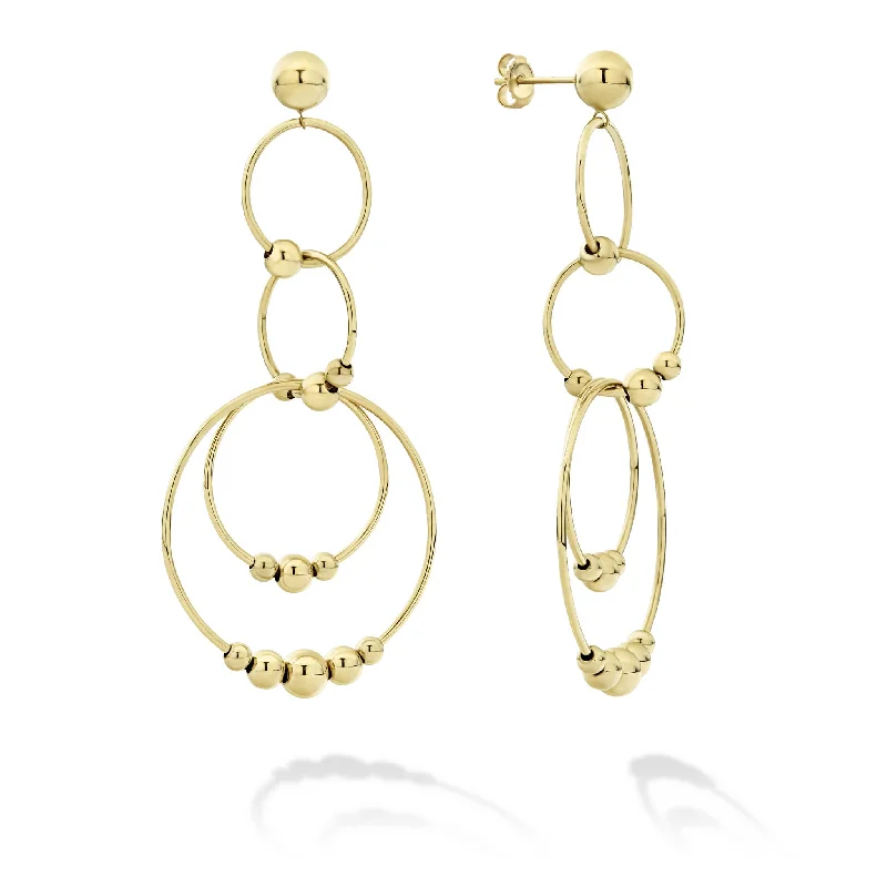 Caviar Gold Four Circle Bead Drop Earrings