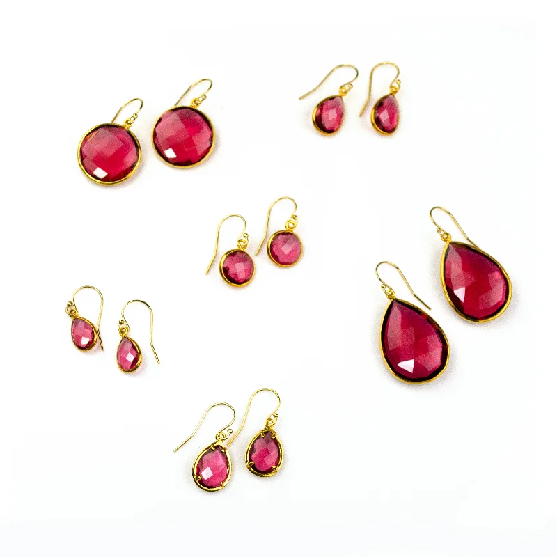 Ruby Quartz Earrings : July Birthstone