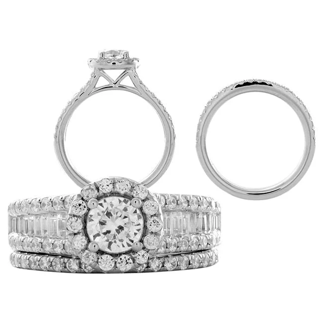 2 CTW Diamond Halo Bridal Set Ring in 14KT White Gold