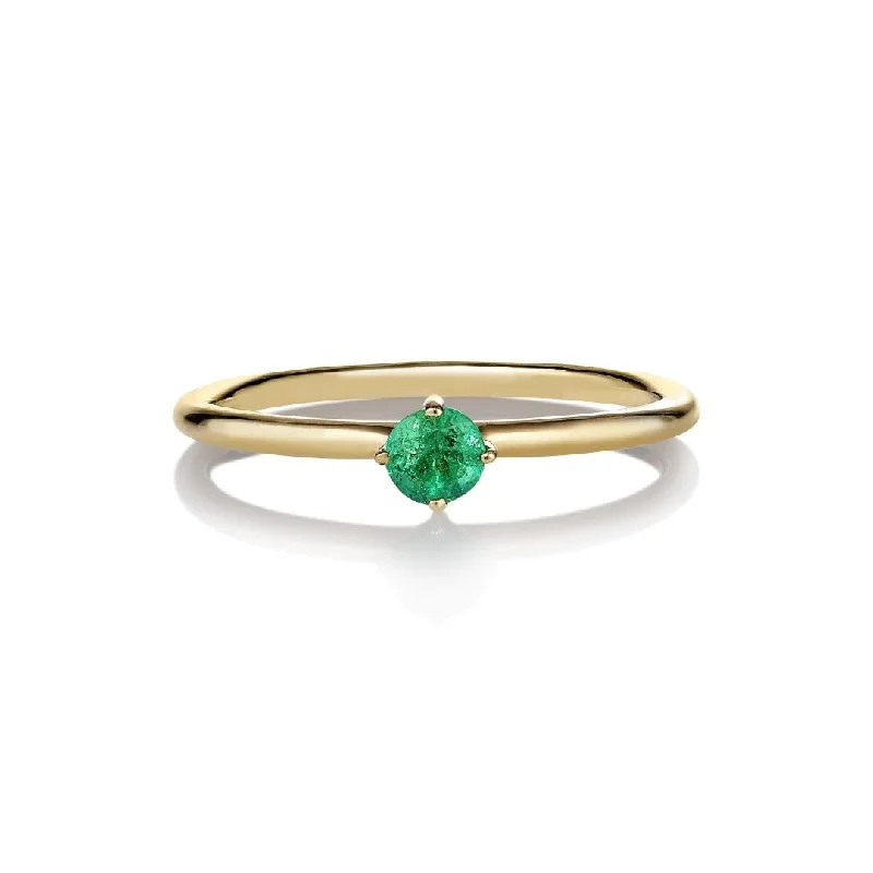 Malene 3.5 Green 14K Gold Ring w. Emerald