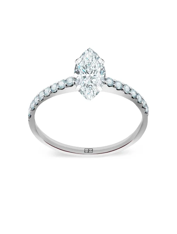 Promise N°17 18K White Gold Ring w. Diamonds