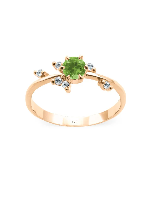 Your Way N°5 18K Gold Ring w. Peridot & Diamonds