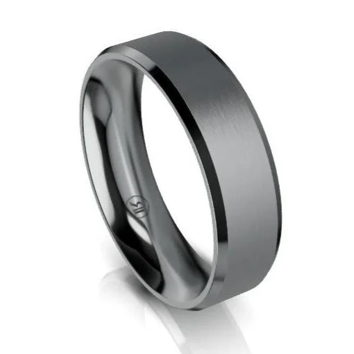 Bevelled Edge Tantalum Wedding Ring (AS)