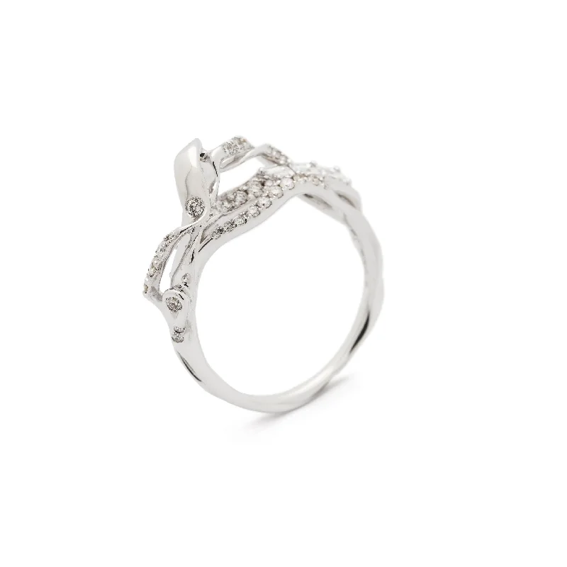 Exhale Stackable 18K White Gold Ring w. Diamonds