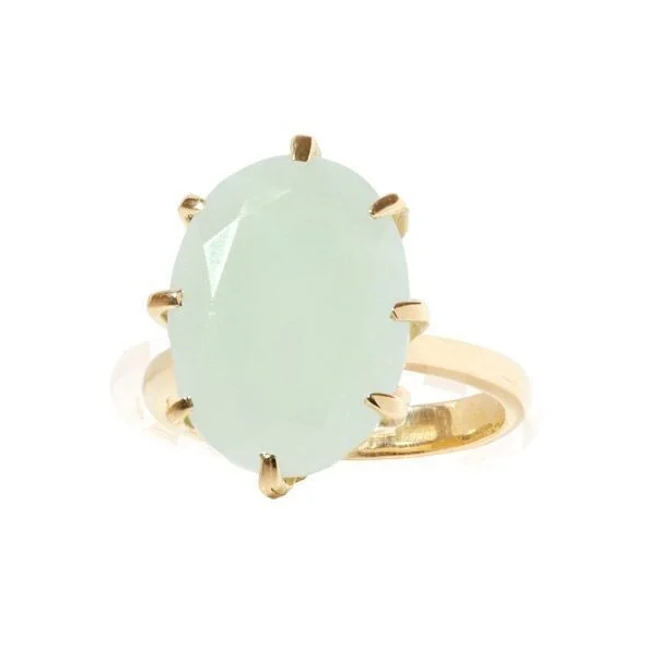 Green 18K Gold Ring w. Aquamarine