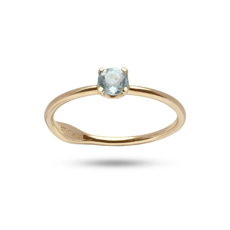 Round Blue 10K Gold Ring w. Topaz