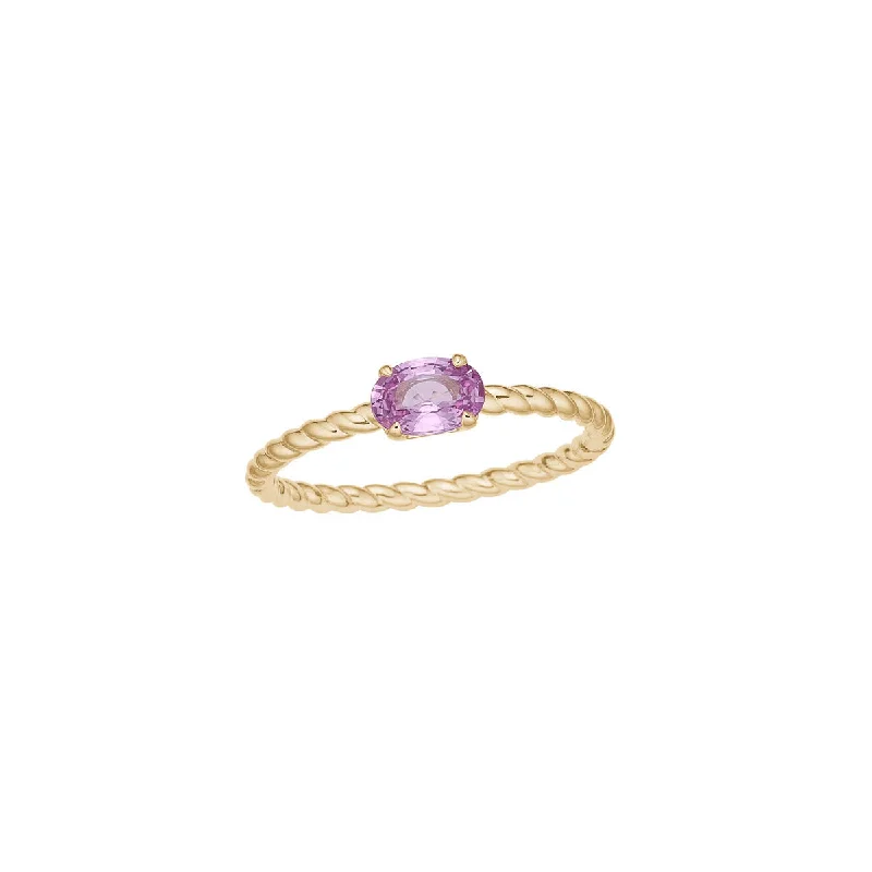 Twist Pink 10K Gold Ring w. Sapphire