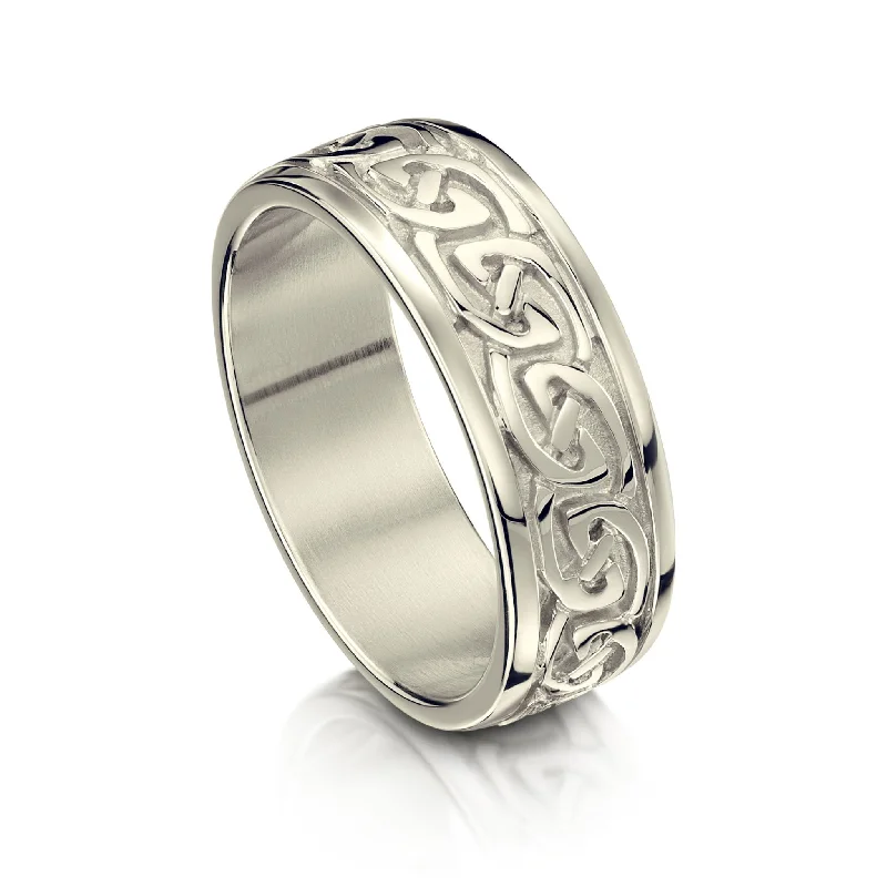 Celtic Knotwork Ring in 9ct White Gold