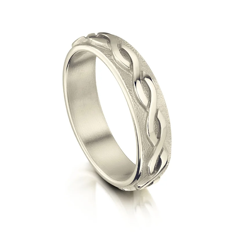 Celtic Twist Textured Ring in 18ct White Gold