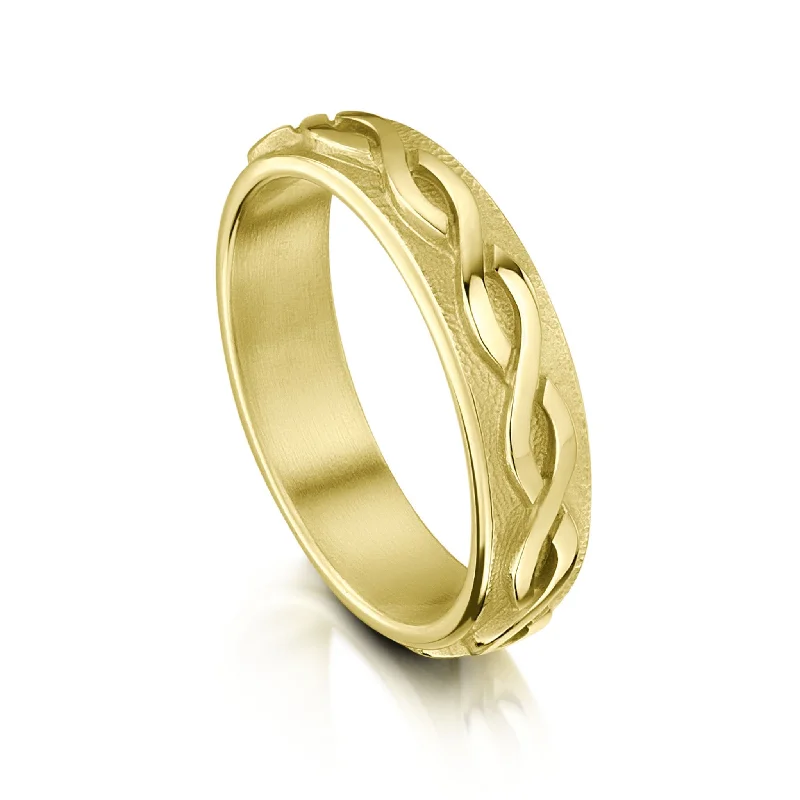 Celtic Twist Textured Ring in 18ct Yellow Gold