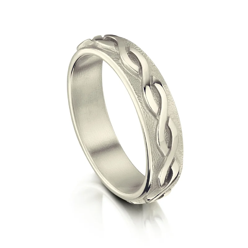 Celtic Twist Textured Ring in 9ct White Gold