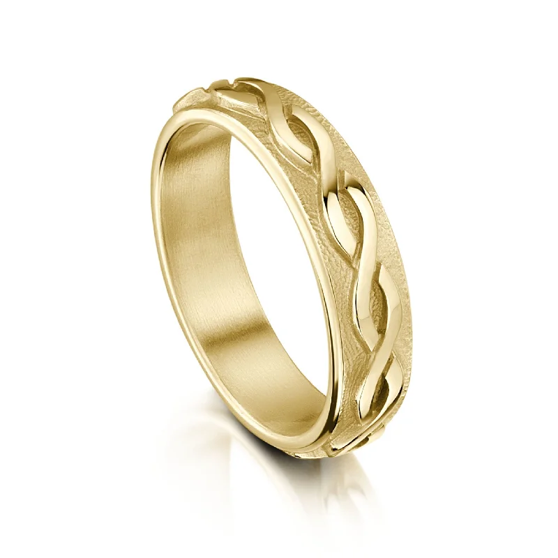 Celtic Twist Textured Ring in 9ct Yellow Gold