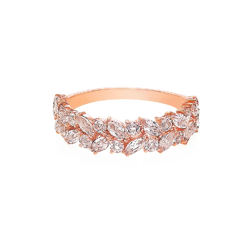 Marquise Cut Morganite Half Eternity Ring in Rose Gold