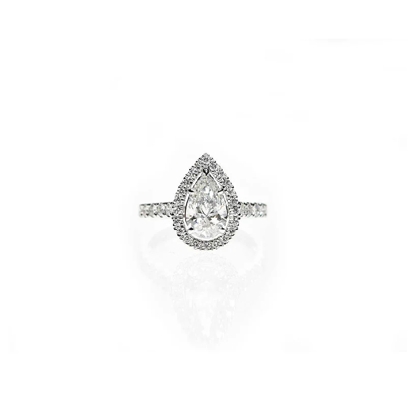 Pear Shaped Ring with Diamond Halo