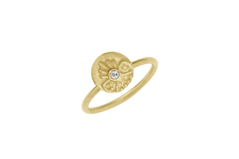 Floretine 18K Gold Ring w. Diamond