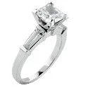 Engagement 1.25 Princess Center Long Tapered Baguettes Cubic Zirconia Cz Ring