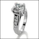 Engagement 1.5 Brilliant Center Pave Prongs Channel Cubic Zirconia Cz Ring