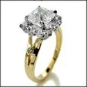 Engagement 1.5 Ct Asscher Two Tone Cubic Zirconia Cz Ring