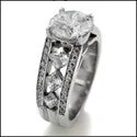 Engagement 1.5 Ct Round Center Princess Channel Pave Cubic Zirconia Cz Ring