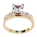 Engagement 1.5 Princess Cubic Zirconia in 4 Prong Channel Set Sides CZ 14K White Gold Ring