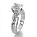 Engagement 1.5 Round Center Stone Channel Ct Pave Cubic Zirconia Cz Ring