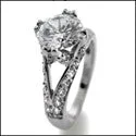 Engagement 1.75 Round Center Double Prongs Split Pave Cubic Zirconia Cz Ring