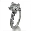 Engagement 1 Ct Princess Center Pave Scroll Cubic Zirconia Cz Ring