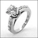 Engagement 1 Ct . Round 4 Prong Center Channel Baguettes Cubic Zirconia Cz Ring