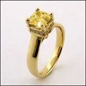 Engagement 1 Ct . Yellow Color Princess Cubic Zirconia Cz Ring