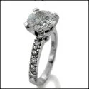 Engagement 2.25 Round Center 4 Prongs .25 Ct Pave Cubic Zirconia Cz Ring