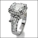 Engagement 2.5 Emerald Step Center Two Tone Cubic Zirconia Cz Ring