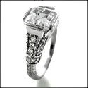 Engagement 2 Ct Asscher .75 Ct Pave Cubic Zirconia Cz Ring