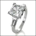 2 Ct Princess Cubic Zirconia Center Baguette Channel Cz Engagament Ring 14k White Gold