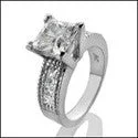 2 Carat High Quality Cubic Zirconia Princess Center Channel Sides 14K White Gold Engagement Ring