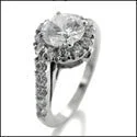 Engagement Round 1.25 Center Surrounded Pave Cubic Zirconia Cz Ring