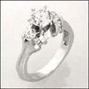 Round 1 Carat High Quality Cubic Zirconia  6 Prong Engagement Ring 14K White Gold