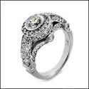 Engagement Round 1 Ct Center Bezel Pave Cubic Zirconia Cz Ring