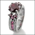 Engagement Ruby Red 1.5 Ct Round Center Ruby Princess Cubic Zirconia Cz Ring