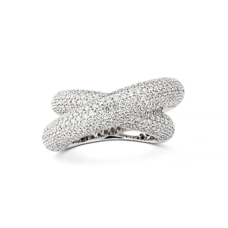 Infinity Loop Big Full Pavé 18K Whitegold Ring w. Diamonds