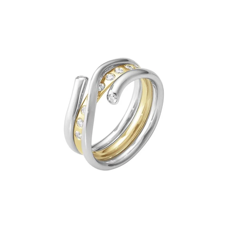 Magic Combination 18K White Gold & Gold Ring w. Diamonds