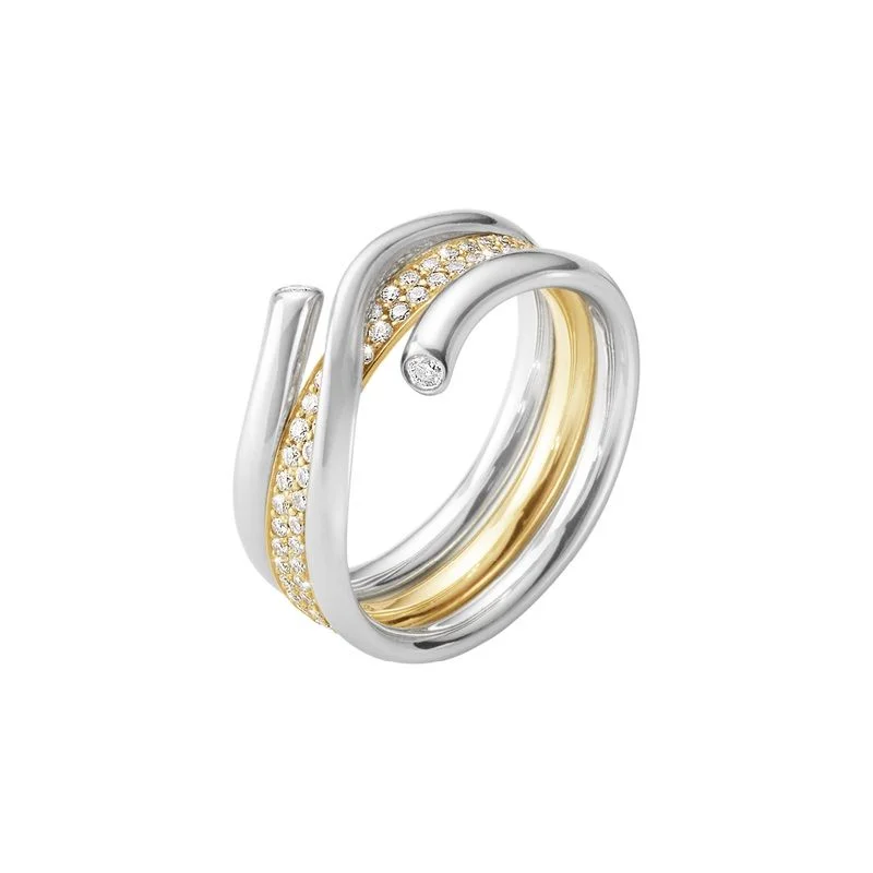 Magic Combination 18K White Gold & Gold Ring w. Pavé Diamonds