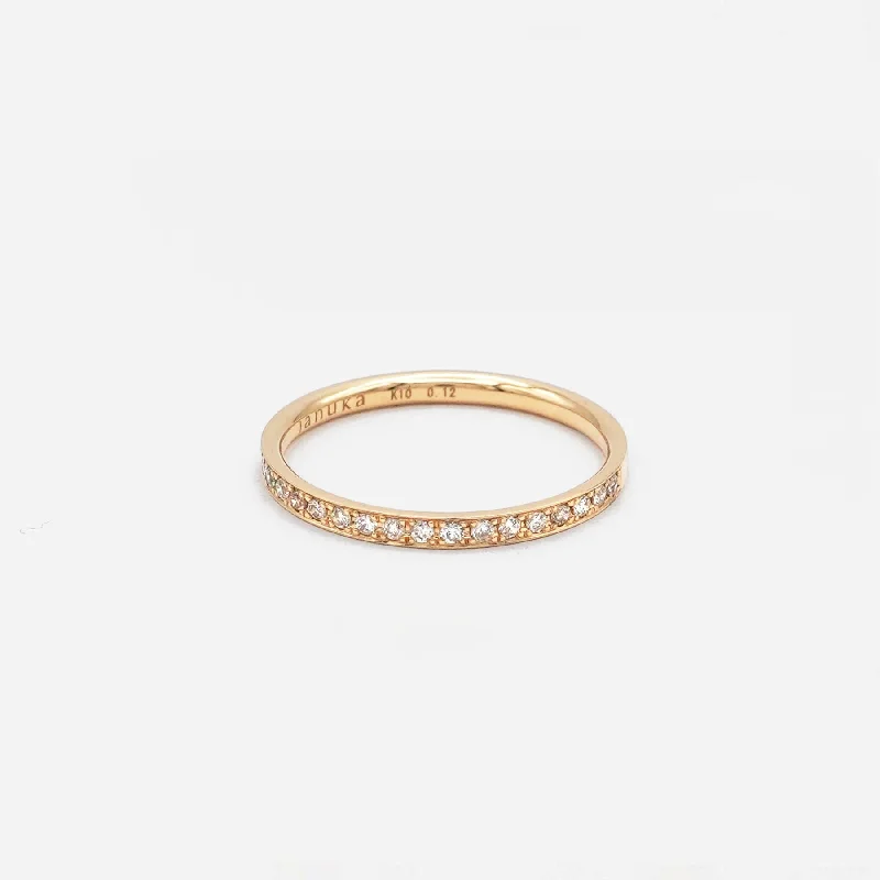 Band Beside Half Eternity 10K or 18K Gold Ring w. Diamonds