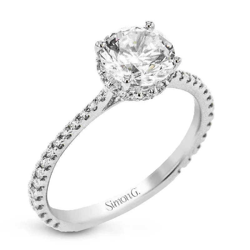 Round-Cut Hidden Halo Engagement Ring In 18k Gold With Diamonds