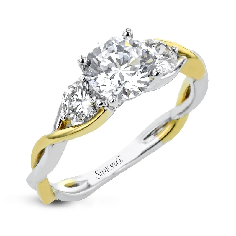 Round-Cut Three-Stone Engagement Ring In 18k Gold With Diamonds