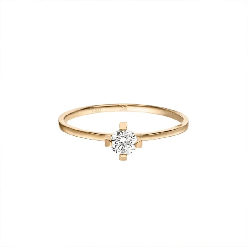 ReMind medium Solitaire 18K Gold Ring w. Lab-Grown Diamond