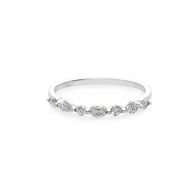 Marquise Cut and Round Brilliant Cut Diamond Ring in White Gold