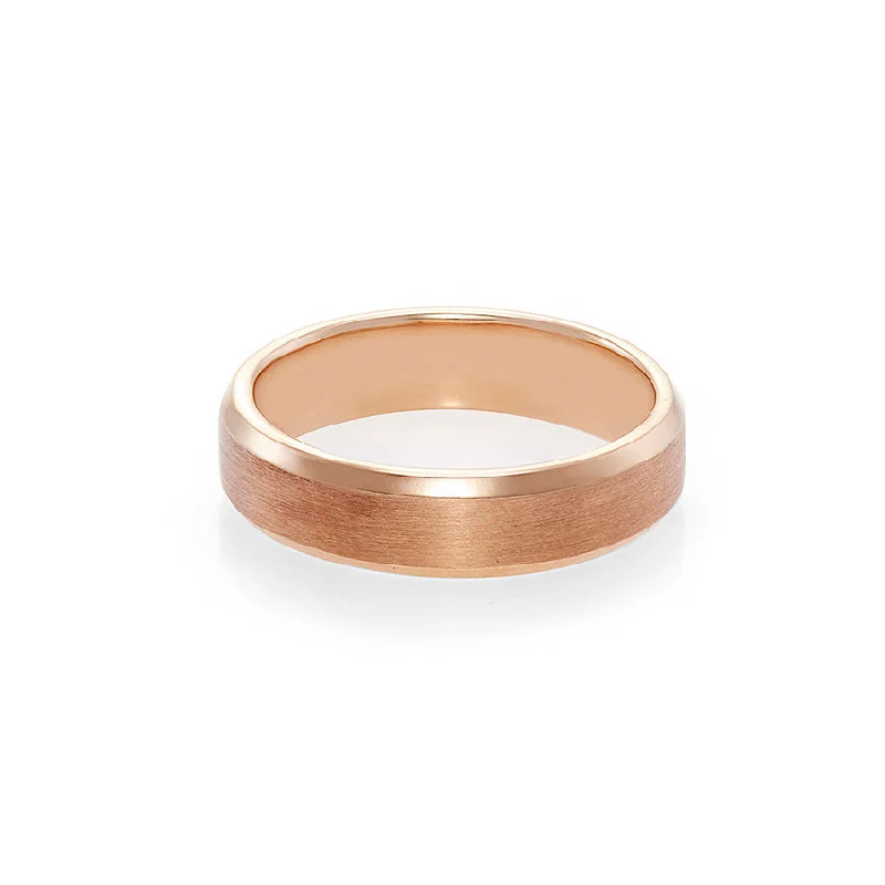 Men's Beveled Edge Matte Finish Ring in Rose Gold