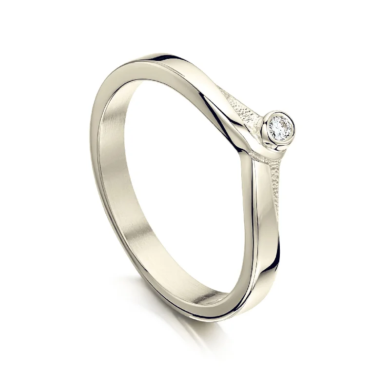 New Wave Diamond Solitaire Ring in 18ct White Gold